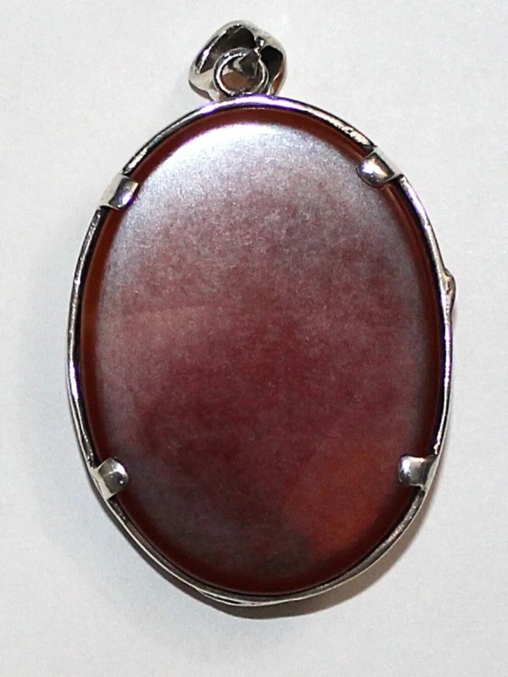 Sterling Silver Carnelian Cubic Zirconia Pendant 24 Grams